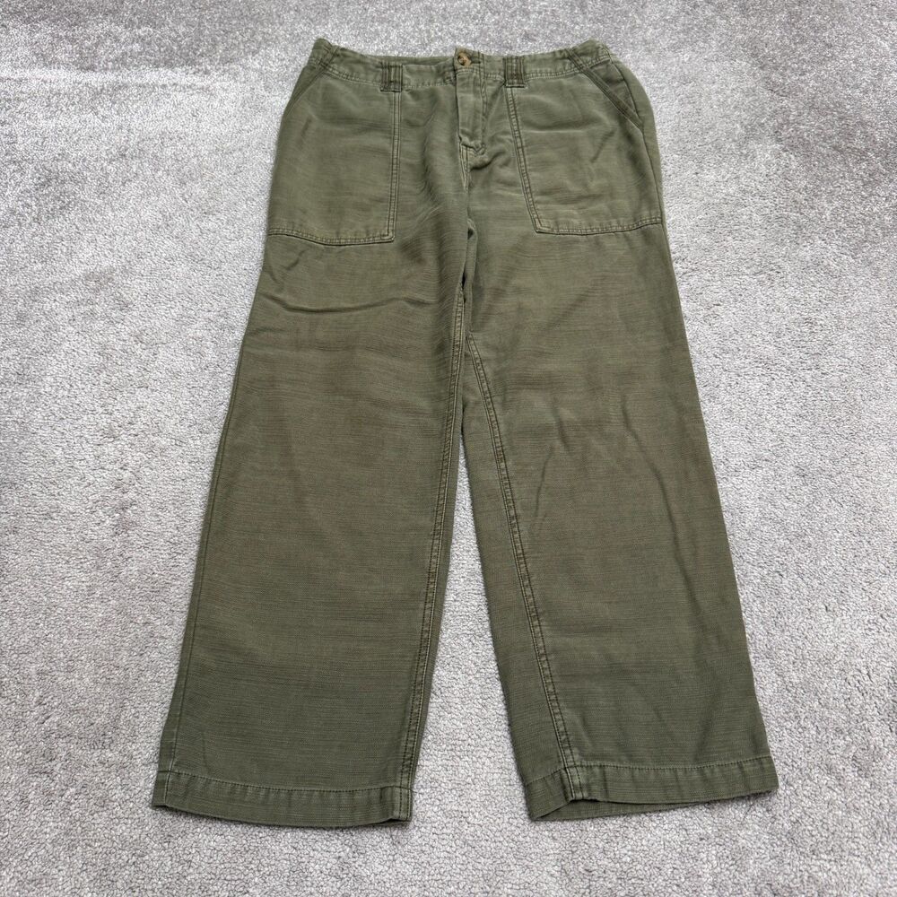 Lucky Brand Easy Pocket Utility Wide Leg Cropped Pants Womens 4 Green Casual